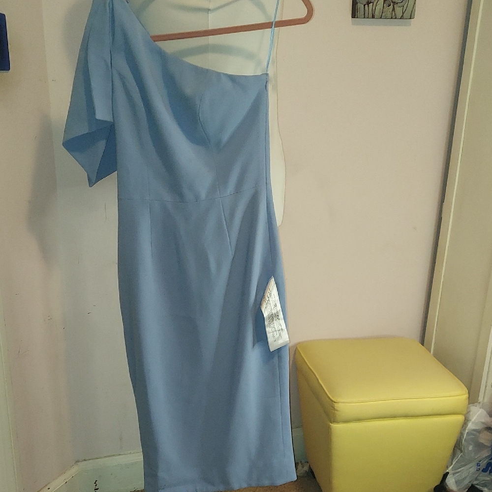 Dress the Population Light Blue One-Shoulder Dress